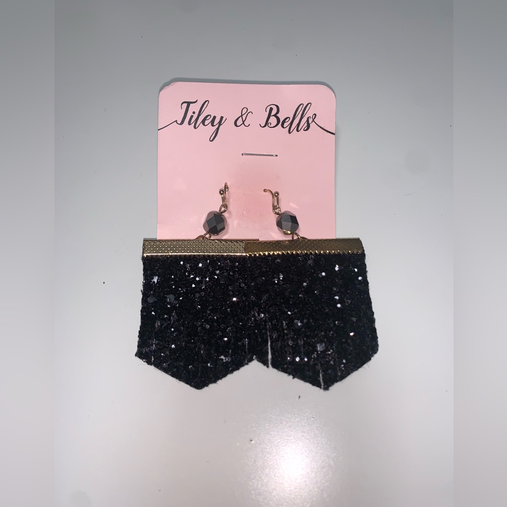 Tiley & Bells Black Shimmer Statement Earrings